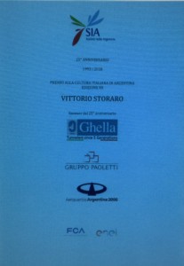 Premio alla Cultura Italiana in Argentina Edizione XX - VITTORIO STORARO